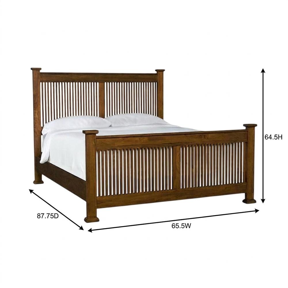 Mission-Style Queen Slat Bed in Harvest Finish with Mindi Wood