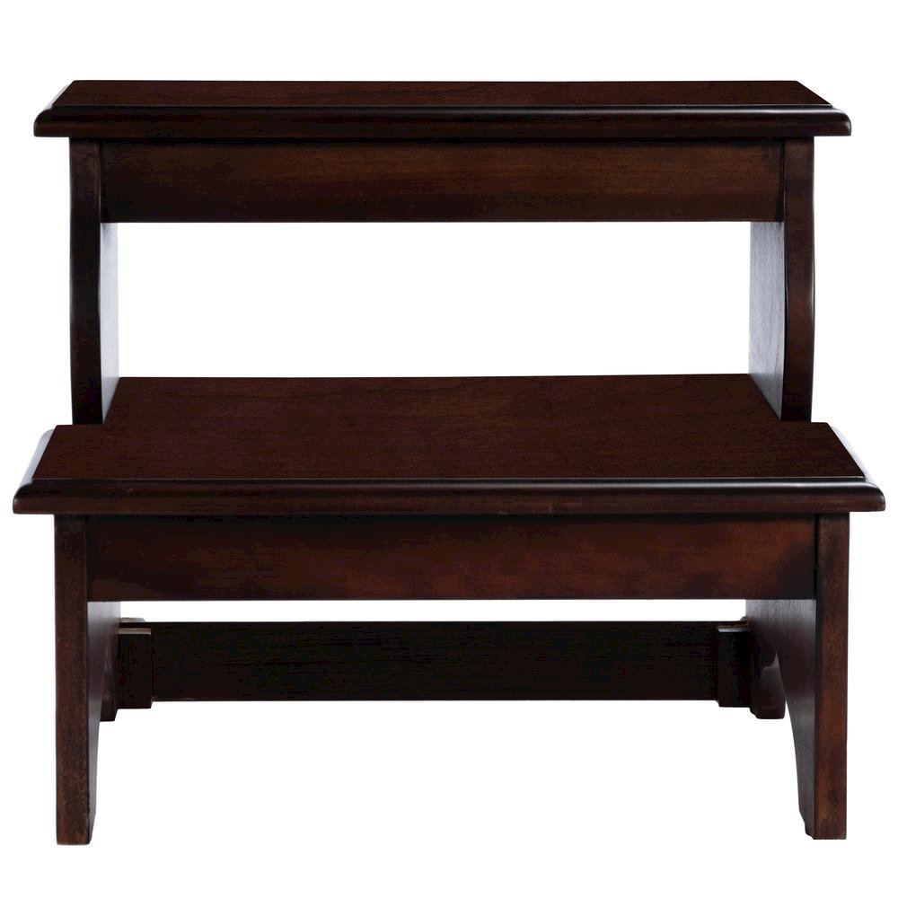 Dark Brown Wooden Step Stool for Adults and Kids with Durable Design