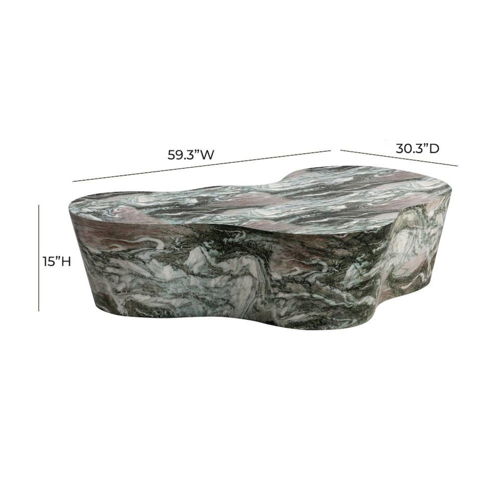 Modern Gray Stone Coffee Table with Marble Veneer Concrete Finish