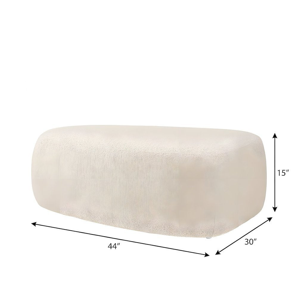 Boucle Upholstered Oversized Ottoman with Solid Larch Wood Frame
