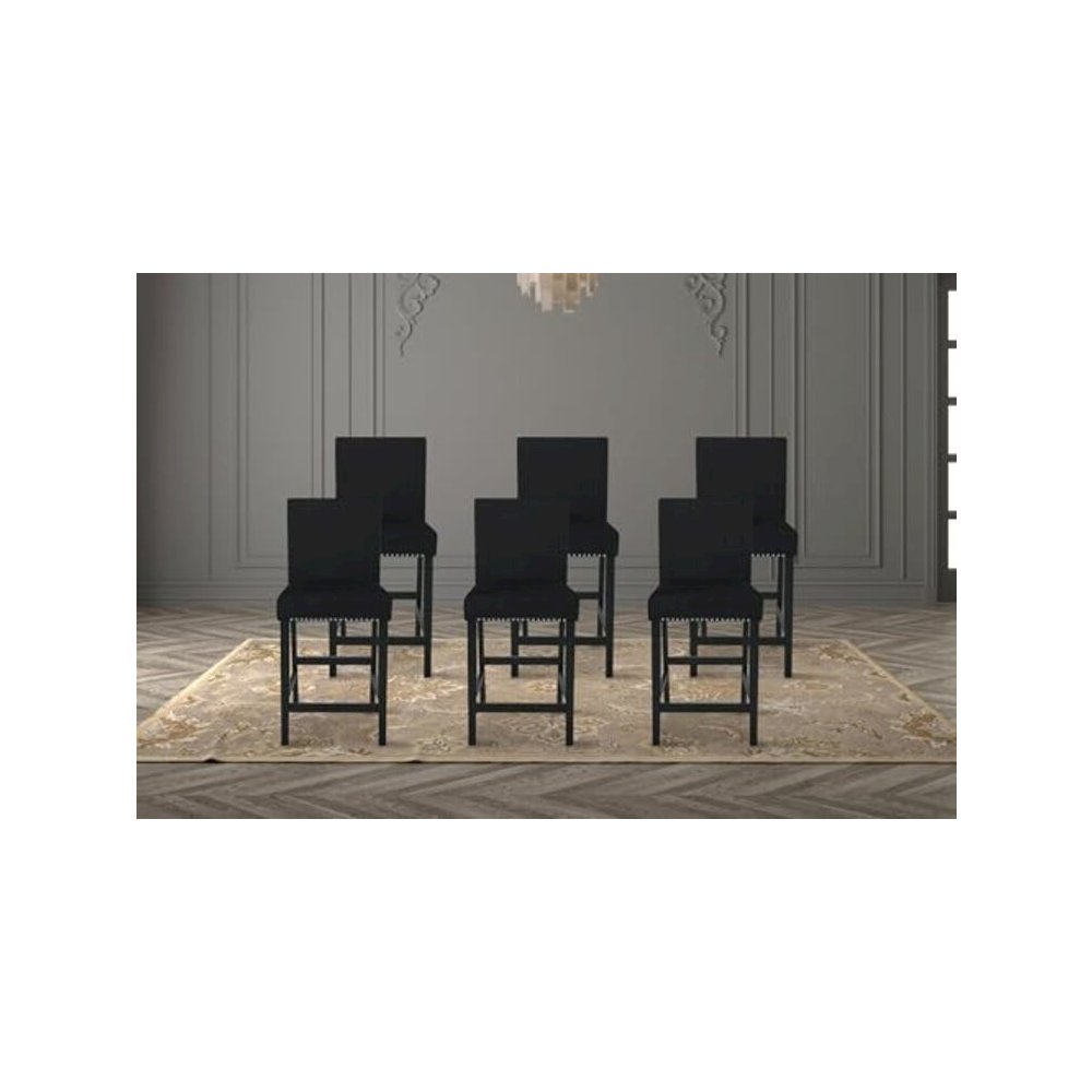 Furniture 37.75" Velvet & Wood Dining Chair in Black (Set of 2)