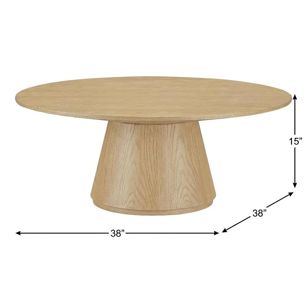 Brown Oak Veneer Coffee Table with Semi-Gloss Finish and Metal Hardware