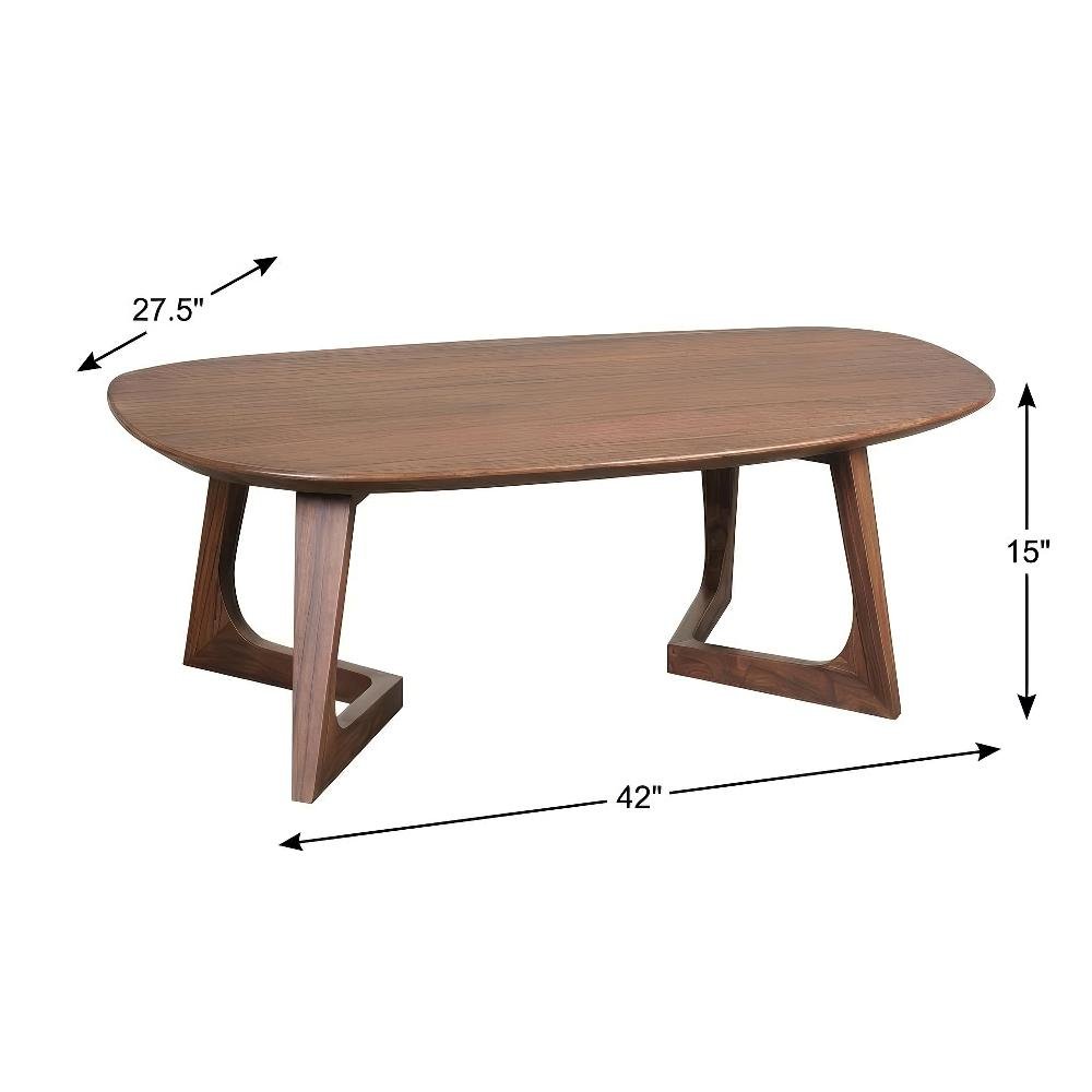 Small Brown Coffee Table Solid Walnut Top Mid-Century Modern Wood Design