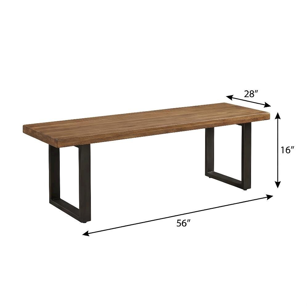 Brown Solid Acacia Coffee Table with Iron Legs and Clear Stain Finish