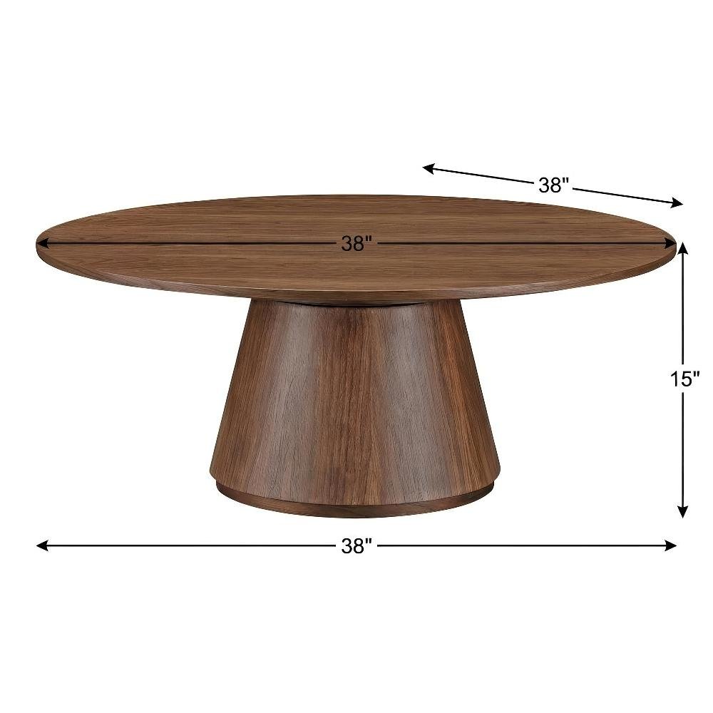 Brown Walnut Veneer Coffee Table with Semi-Gloss Finish and Metal Hardware