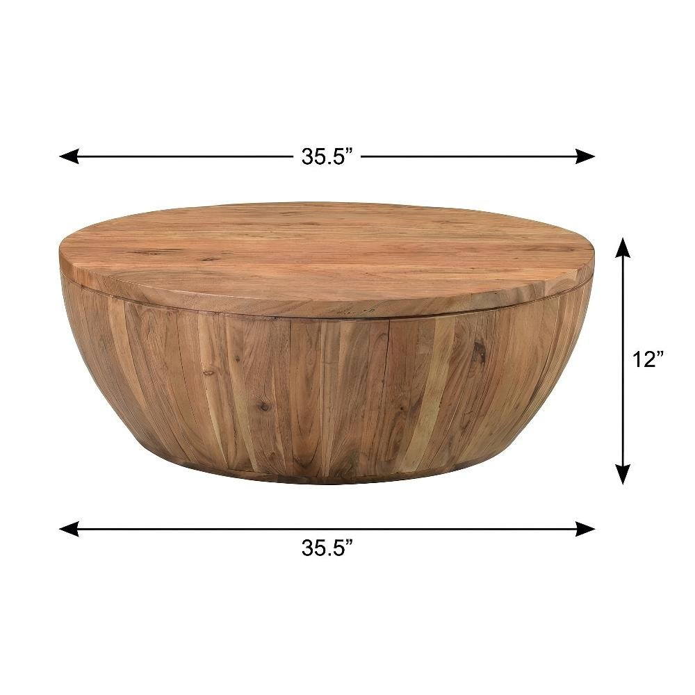 Brown Rustic Coffee Table, Lift-Top Storage Solid Acacia Wood
