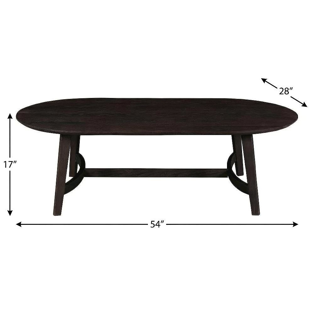 Brown Oak Wood Coffee Table, Solid Wood Top, Metal Hardware Scandinavian Style