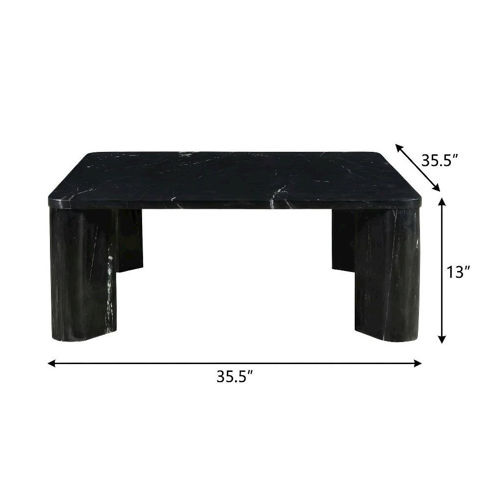 Coffee Table Black Marble Top with Metal Frame Modern Handmade Design