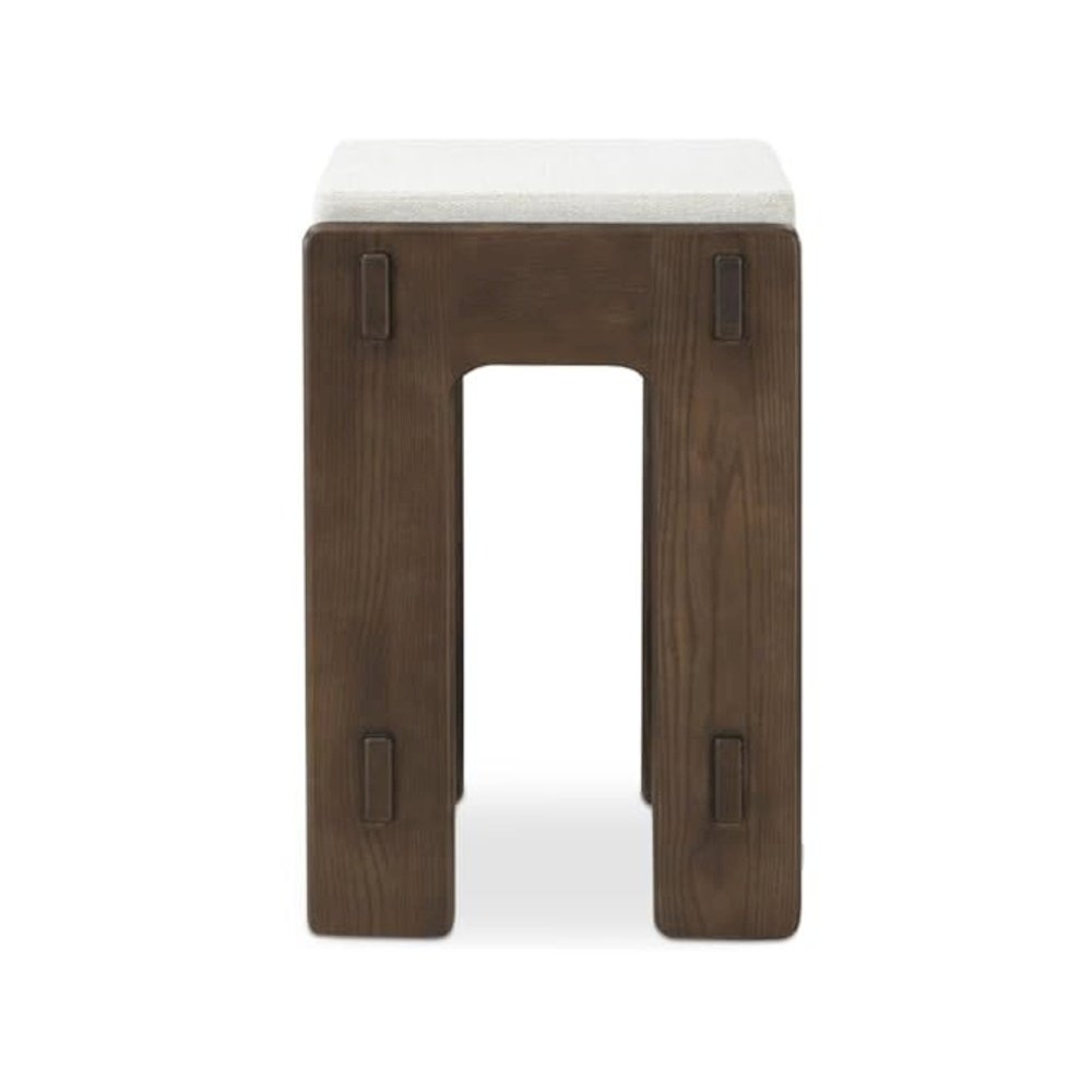Oak Counter Stool Upholstered Backless Seat Minimalist Bar Stool Design