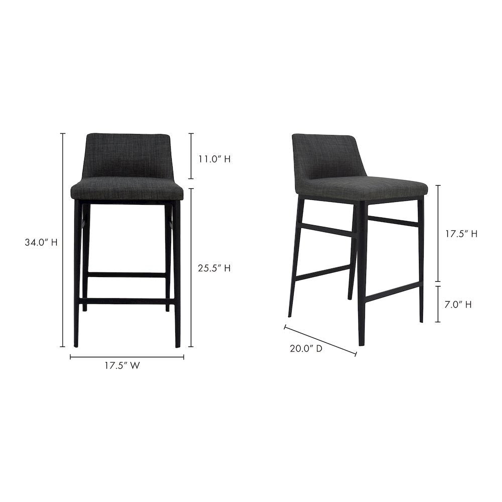 Modern Bar Stool Gray Upholstered Seating Comfy Bar Stool With Steel Frame
