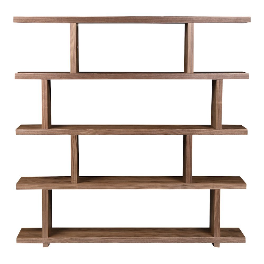 Large Brown Wood Bookshelf – Modern 4 Tier Shelf Wood Bookcase