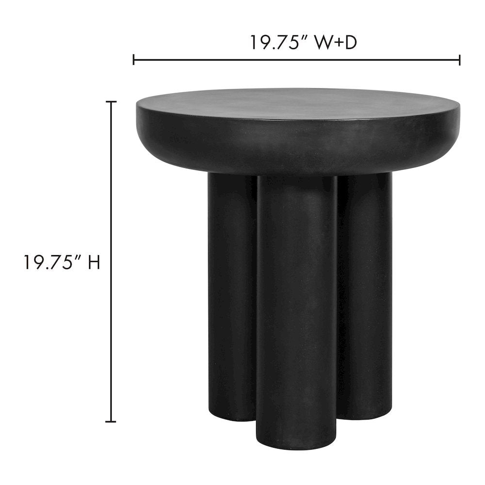 Black Concrete Side Table with Iron Frame – Modern Accent Table Design