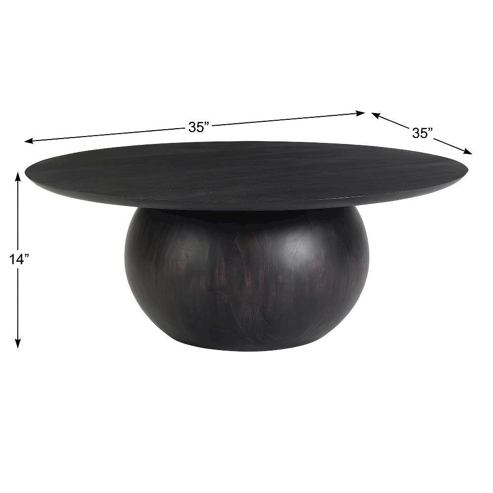 Black Acacia Wood Coffee Table with Rustic Matt Finish and Solid Wood Top