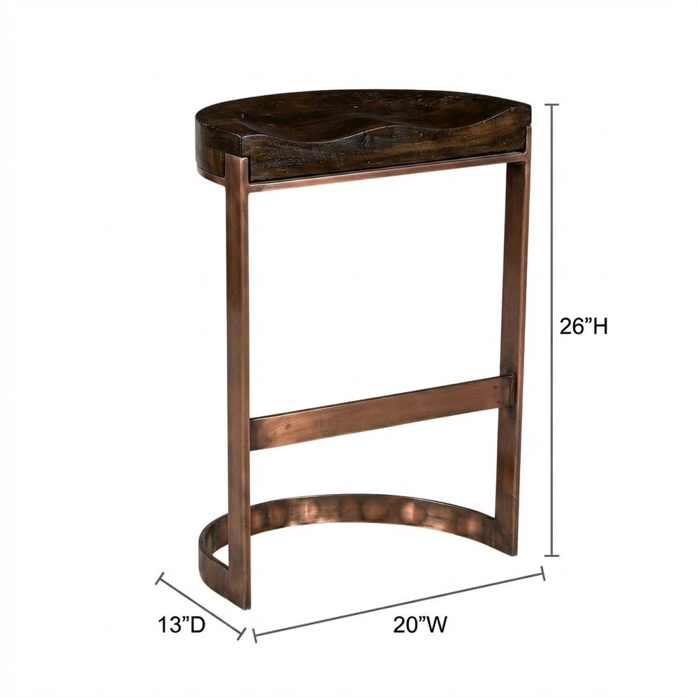 Industrial Counter Stool with Footrest, Backless Bar Stool for Kitchen,Brown