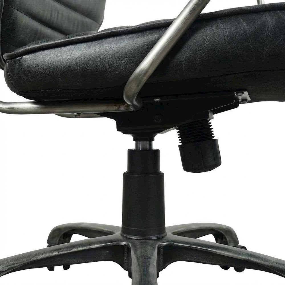 Leather Upholstered Executive Office Chair, Industrial Swivel Desk Chair,Black