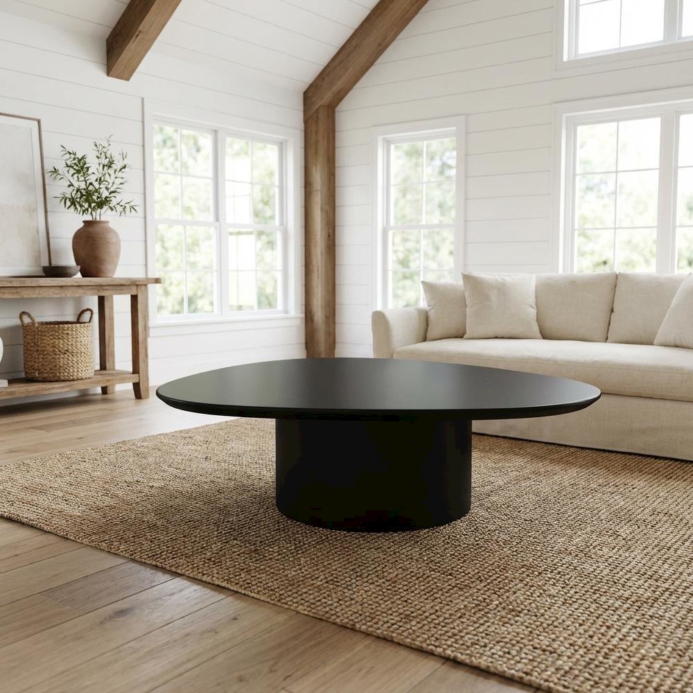 Black High-Gloss Coffee Table with Metal Hardware and Modern MDF Frame