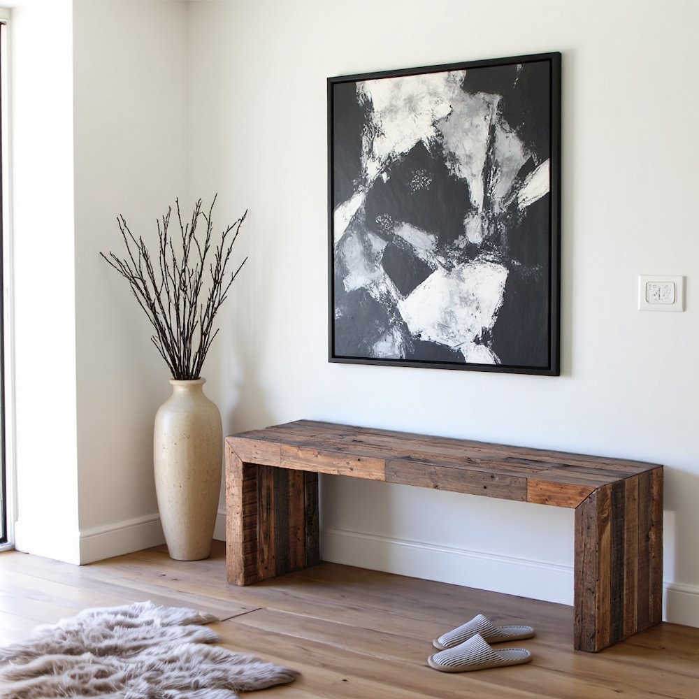 Vintage Wood Bench, Sturdy Entry Way Bench with Antique Finish