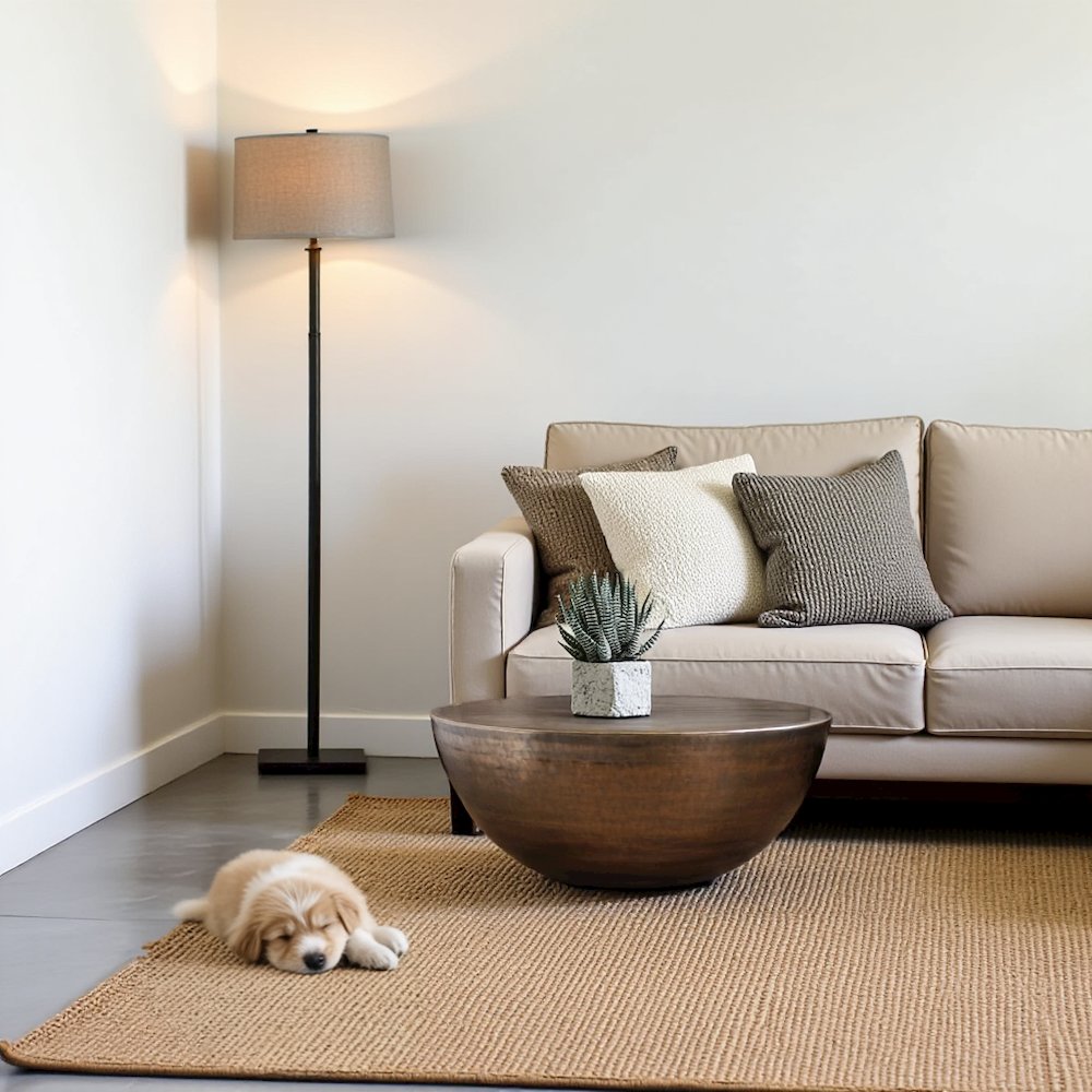 Bronze Metal Coffee Table – Round Drum Coffee Table with Unique Iron Design