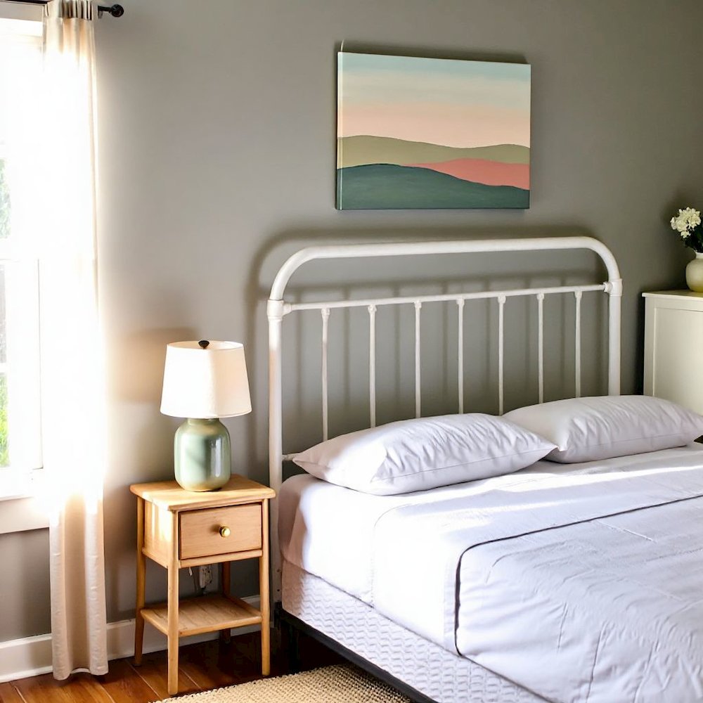White Metal King Size Headboard Only with Spindles and Frame Design