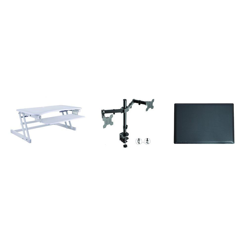 37.5" Height Adjustable Standing Desk Converter with Dual Monitor Mount and Anti-Fatigue Mat