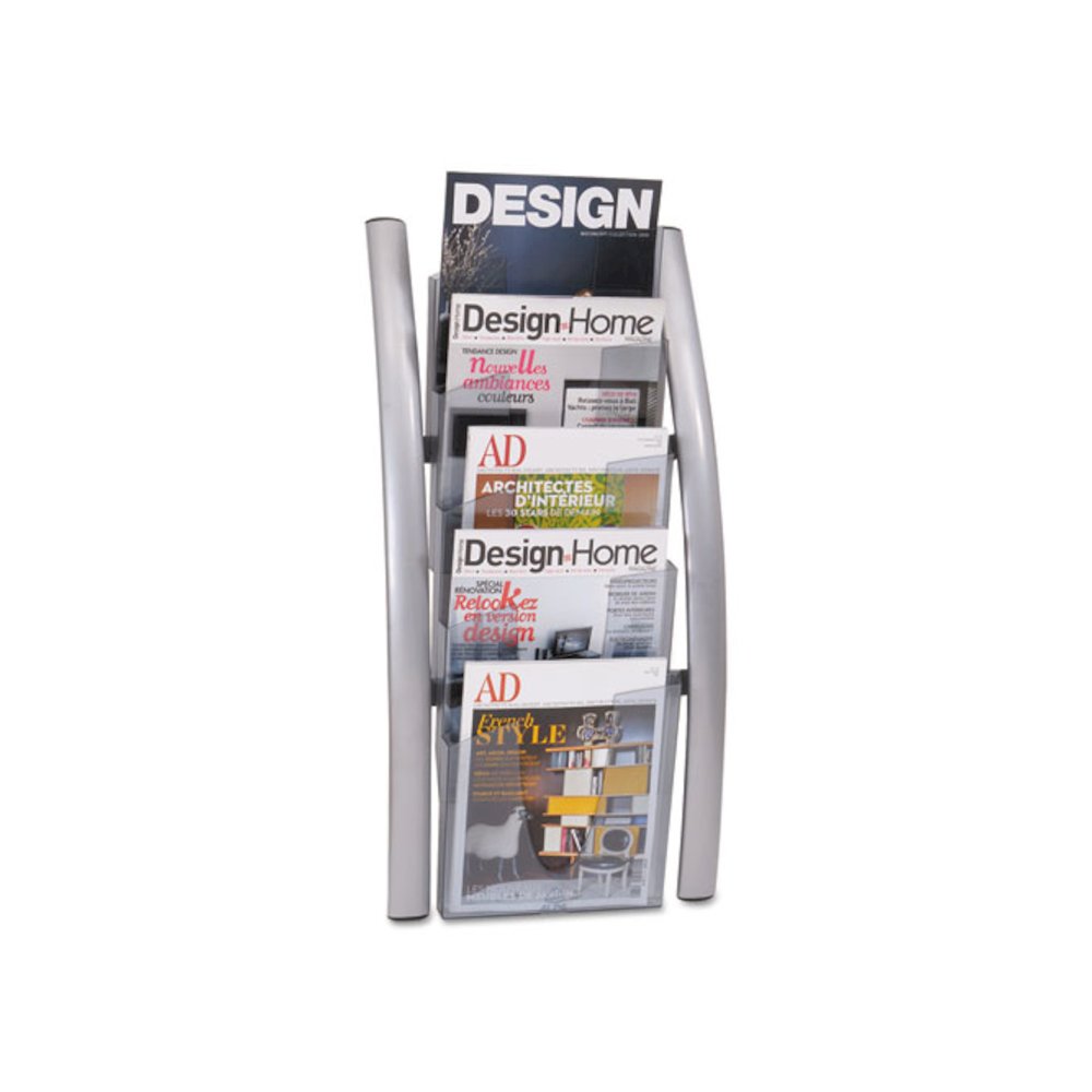 Wall Literature Display, 13w x 3 1/2d x 28 1/2h, Silver Gray/Transluscent