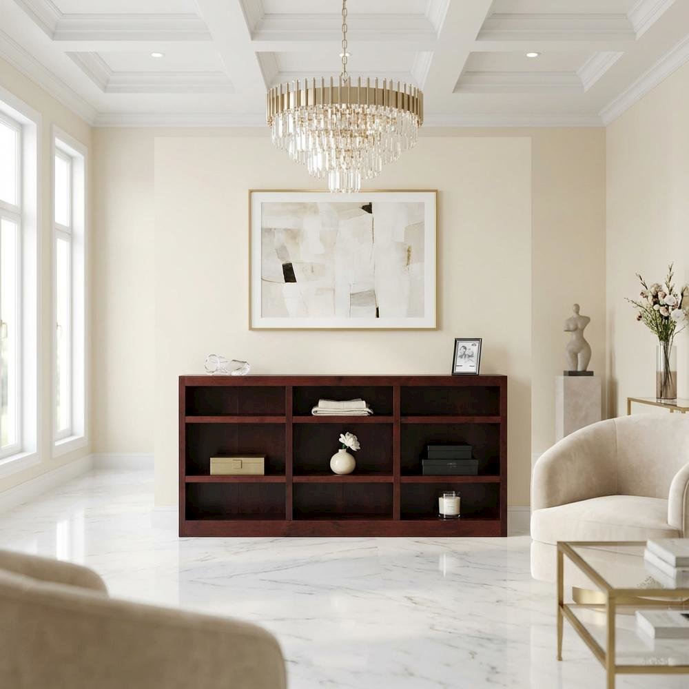 Cherry Finish Wall Storage with 6 Adjustable Shelves