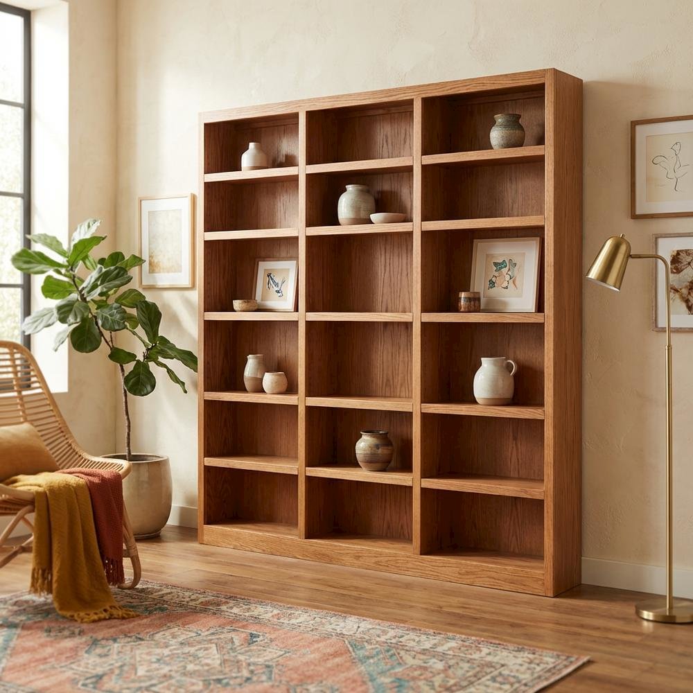Dry Oak Wall Storage Unit with Adjustable Shelves and Durable Construction