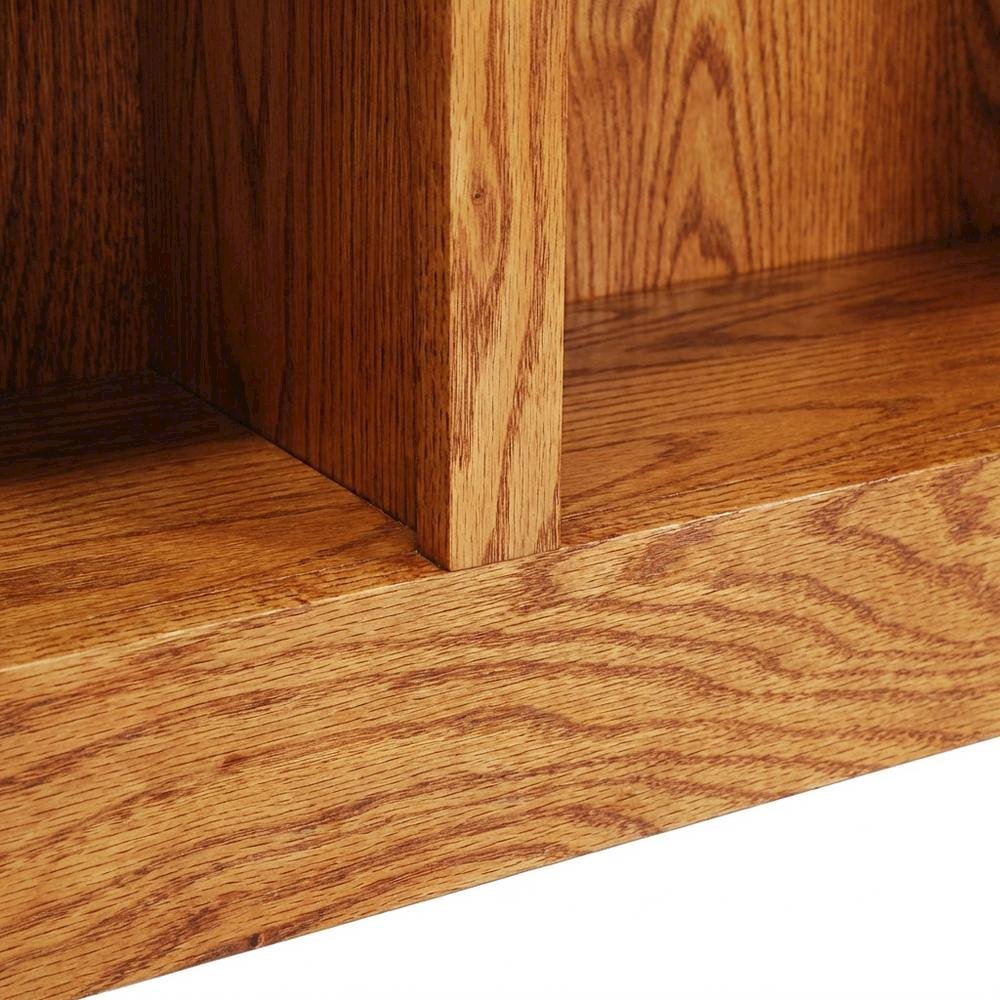 Double Wide Bookcase with 8 Shelves in Dry Oak Finish for Spacious Storage