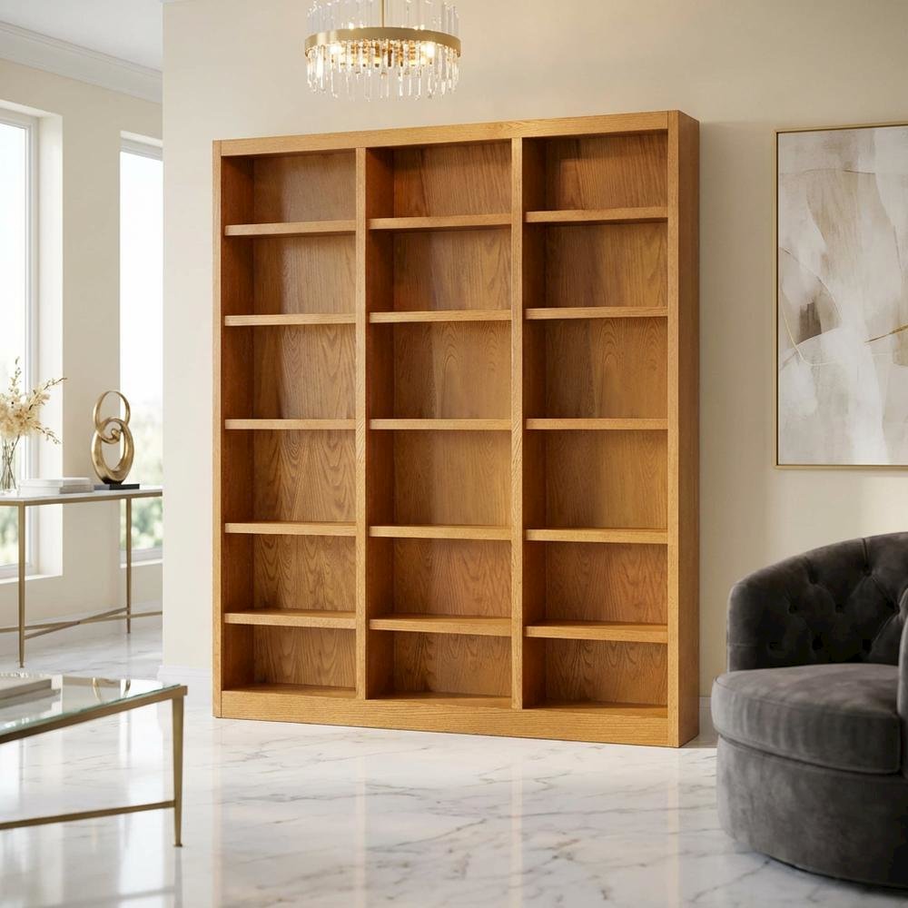 Dry Oak Finish Wall Storage Unit with Adjustable Shelves and High Capacity
