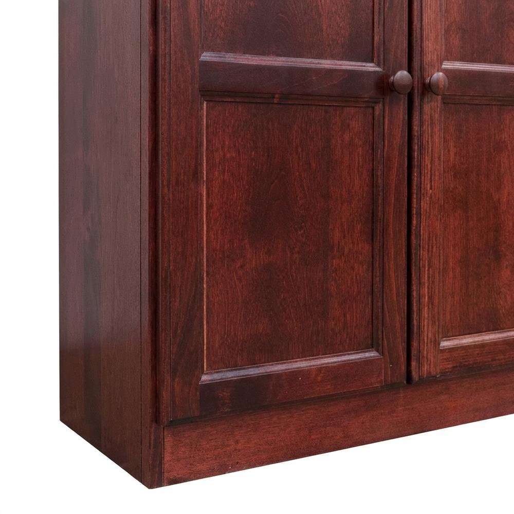 Cherry 5-Shelf Storage Cabinet, 30x72 Inch, Solid Wood, Self-Closing