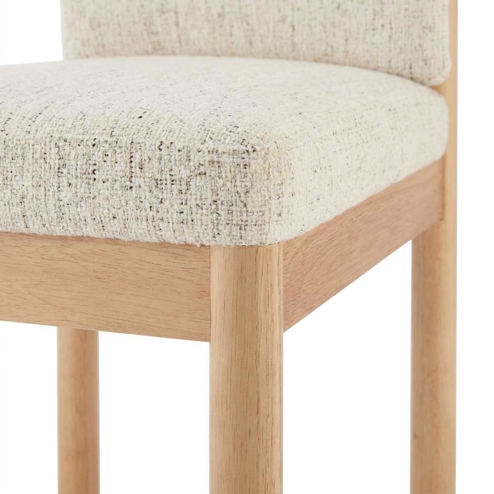 Chenille Fabric Japandi Dining Side Chair with Solid Rubber Wood Legs, Set of 2