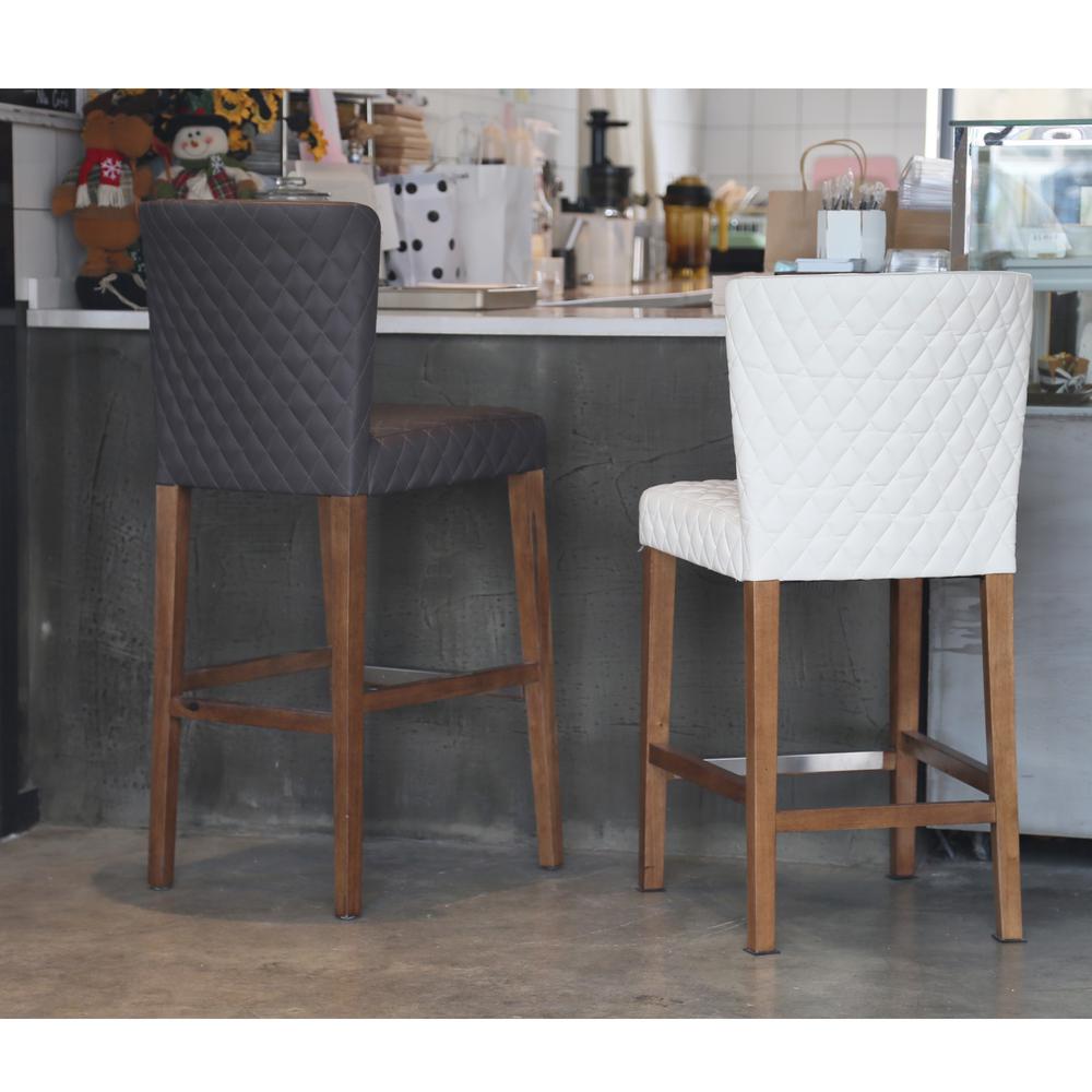 Stitching PU Leather Counter Stool. Leg color: Mid Tone Brown.