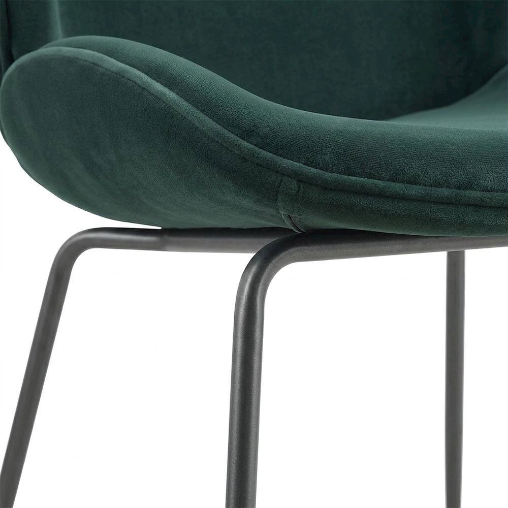 Velvet Upholstered Dining Side Chair with Slim Gunmetal Metal Legs Set, Set of 2