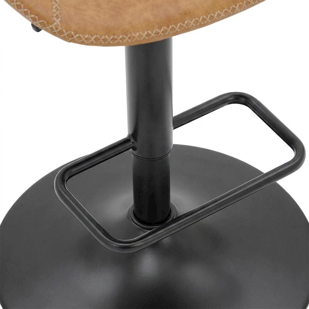 Faux Leather Gaslift Swivel Bar Stools with Adjustable Round Seat, Set of 2