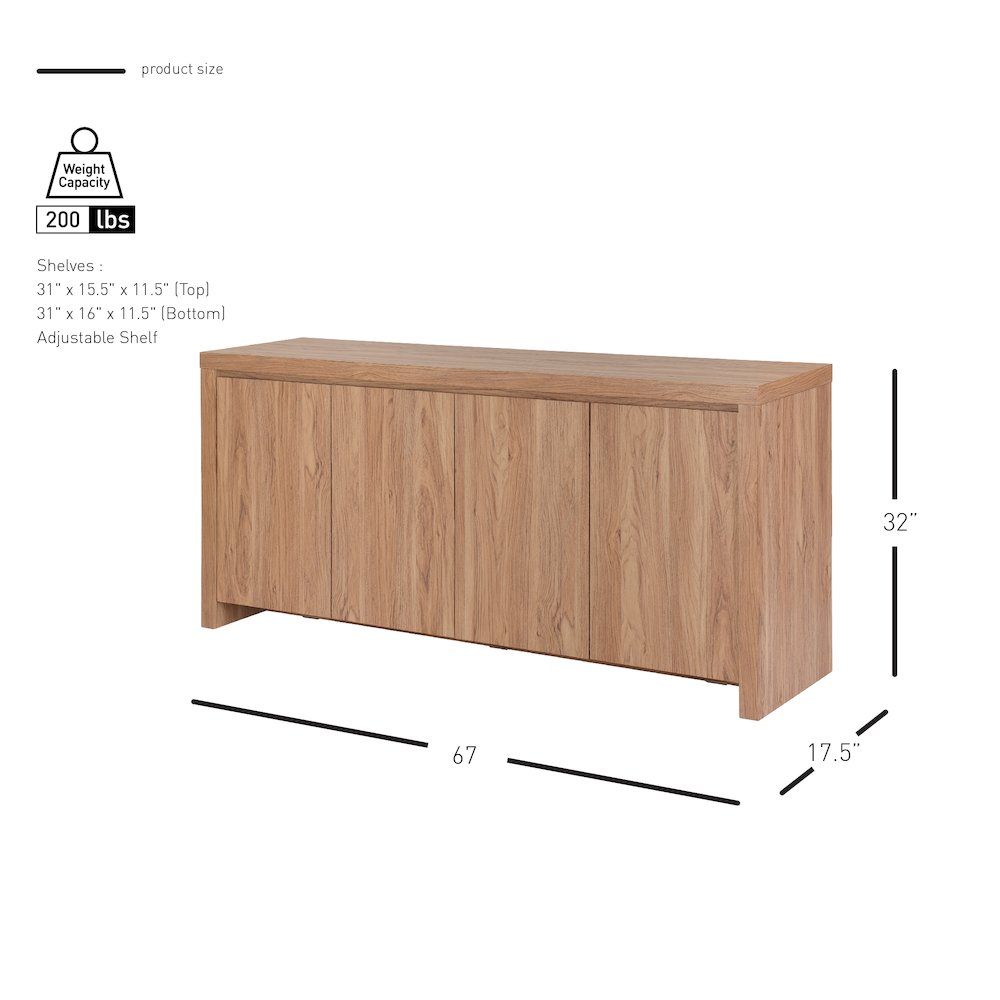 Larson 4-Door Buffet - Terra Oak