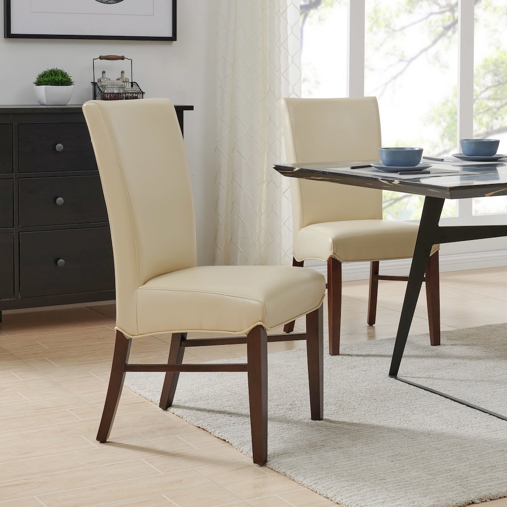 Bonded Leather Dining Chair,Set of 2, Cream
