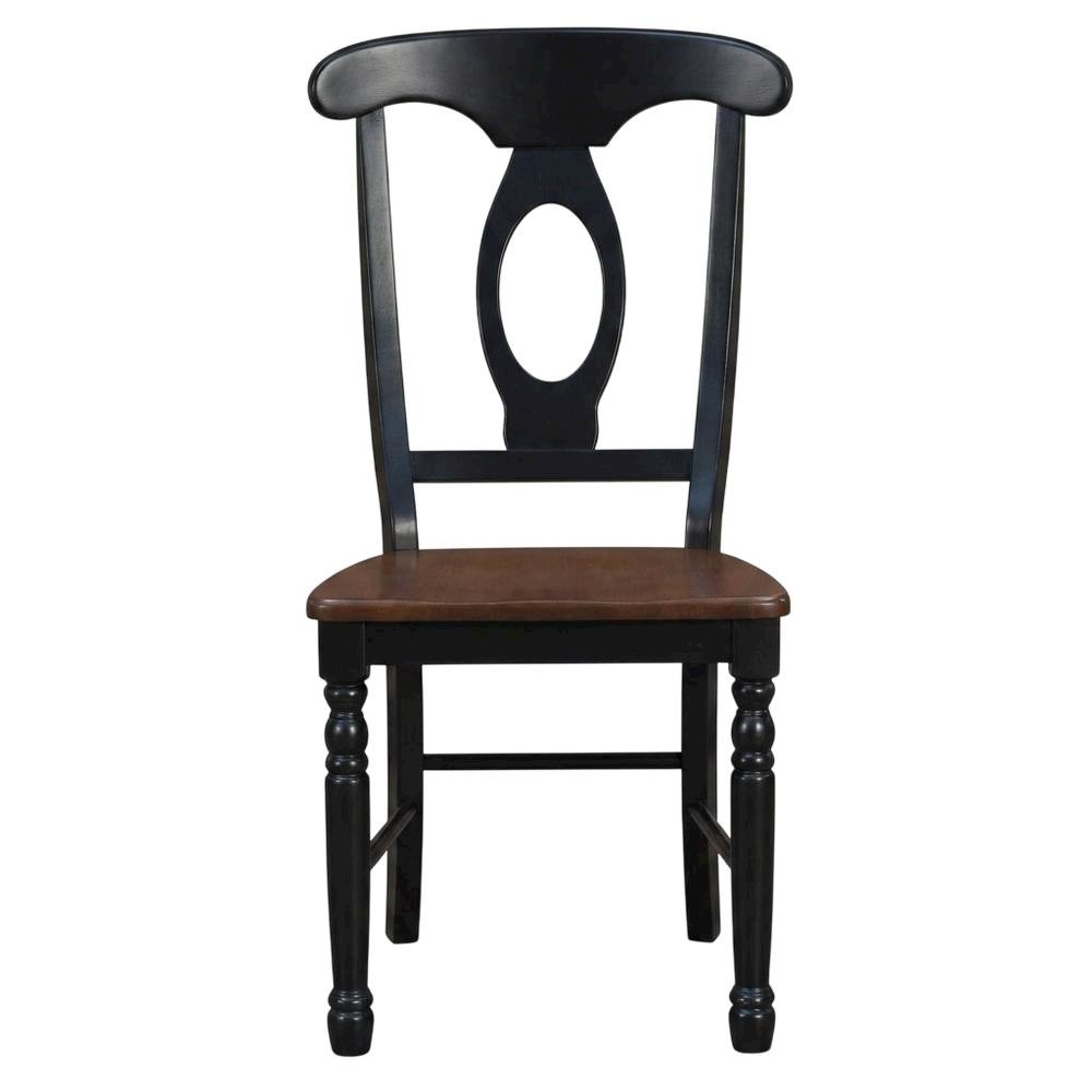 Casual Oak-Black Finish Side Chair with Distressed Look and Solid Rubberwood