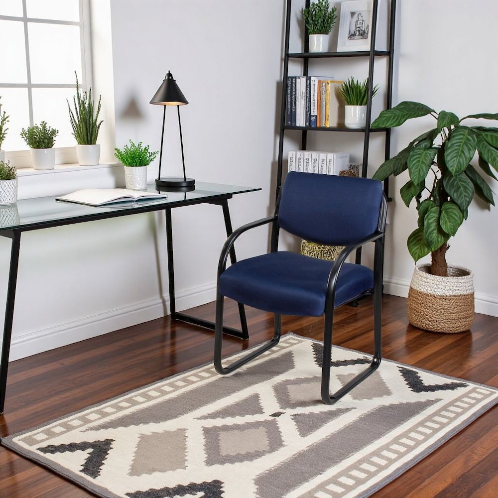 Blue Arm Chair For Reception, Waiting Room Chairs, Lobby Or Office Seating