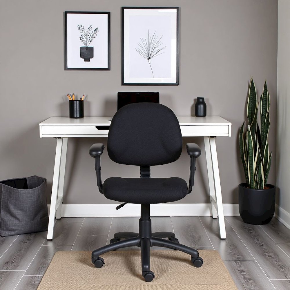 Black Office Chair With Adjustable Arms, Desk Chair Comfy For Home Office