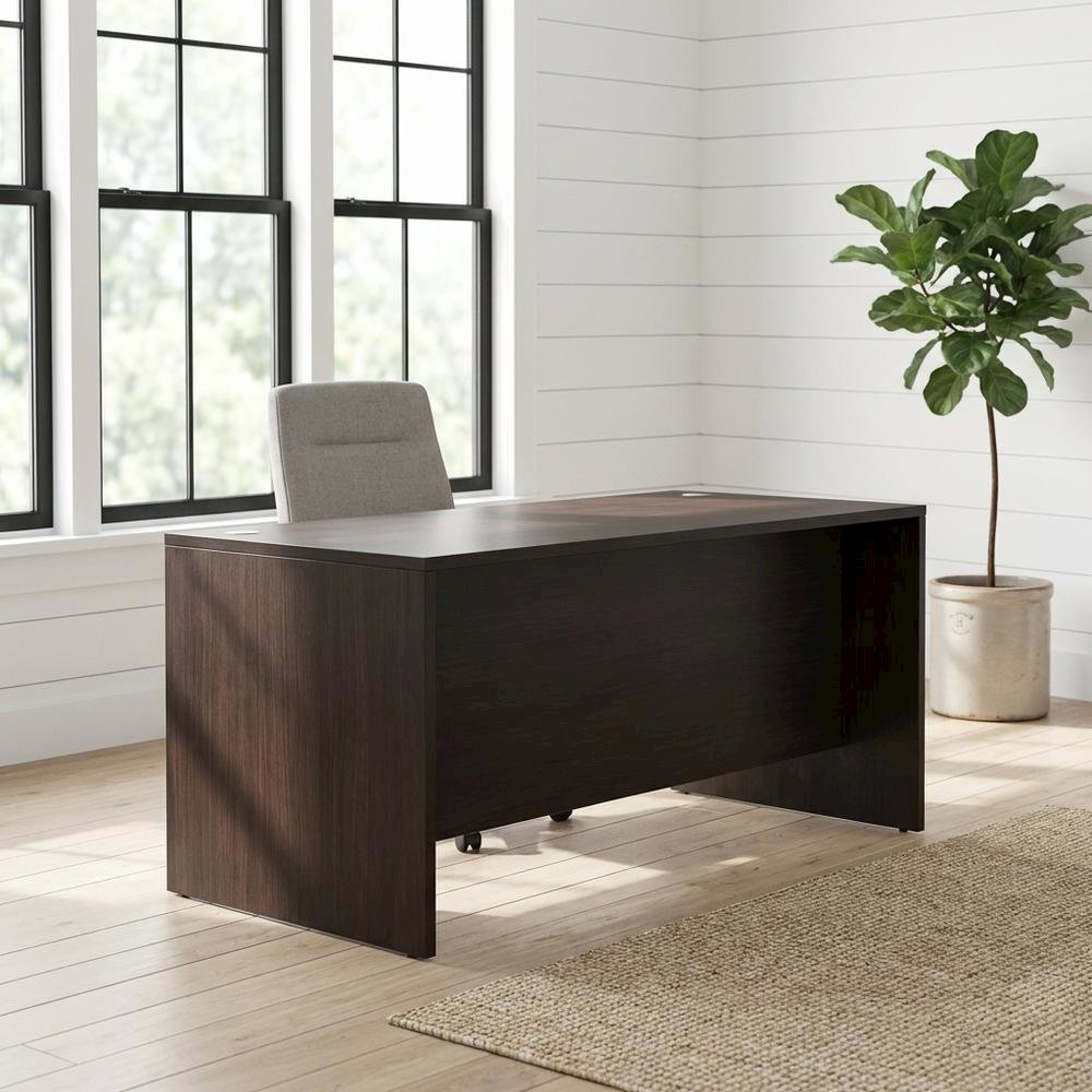 Mocha Office Desk With Spacious Work Surface And Elegant Finish