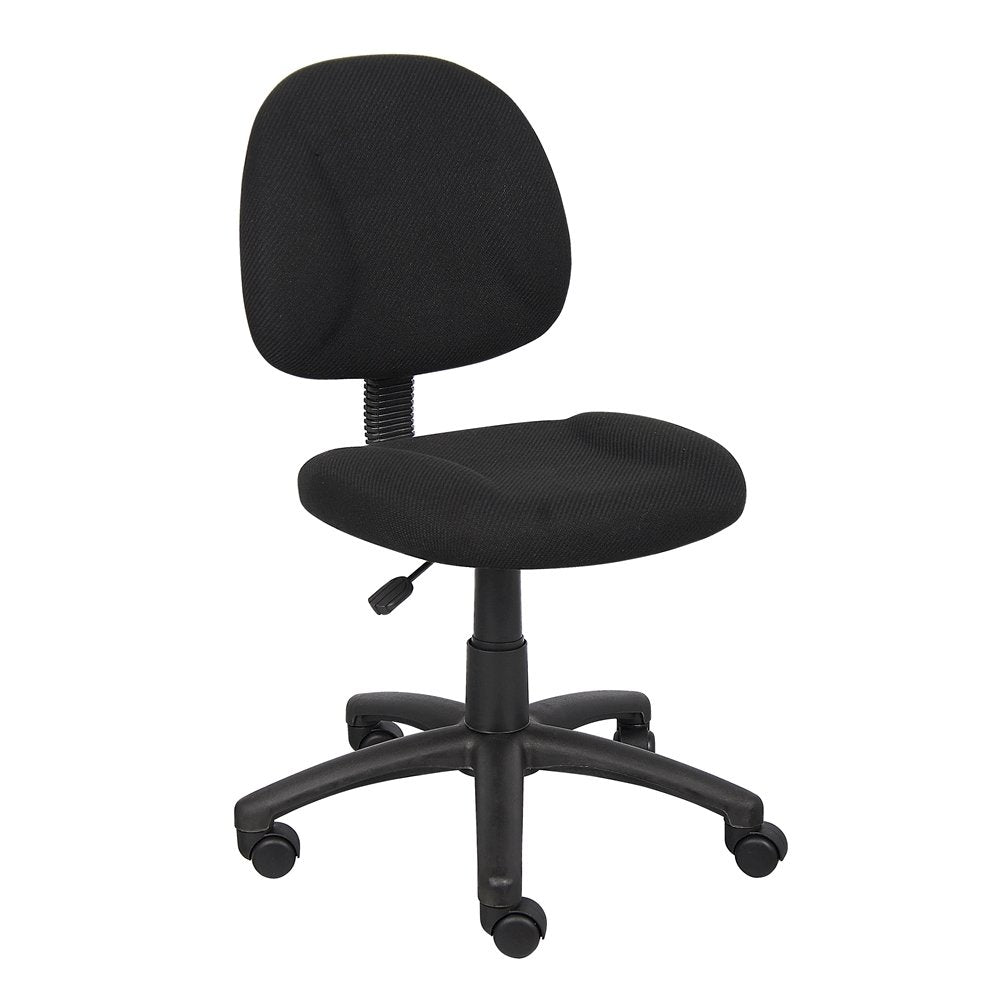 Black Armless Office Chair With Wheels, Ideal Desk Chair For Sewing Tasks