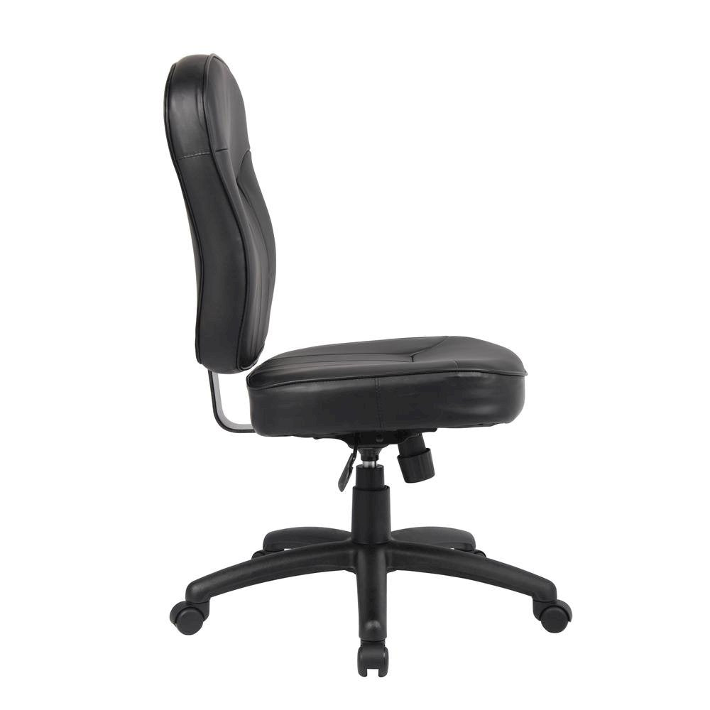 Black Leather Office Guest Chair for Client Meetings and Reception Use