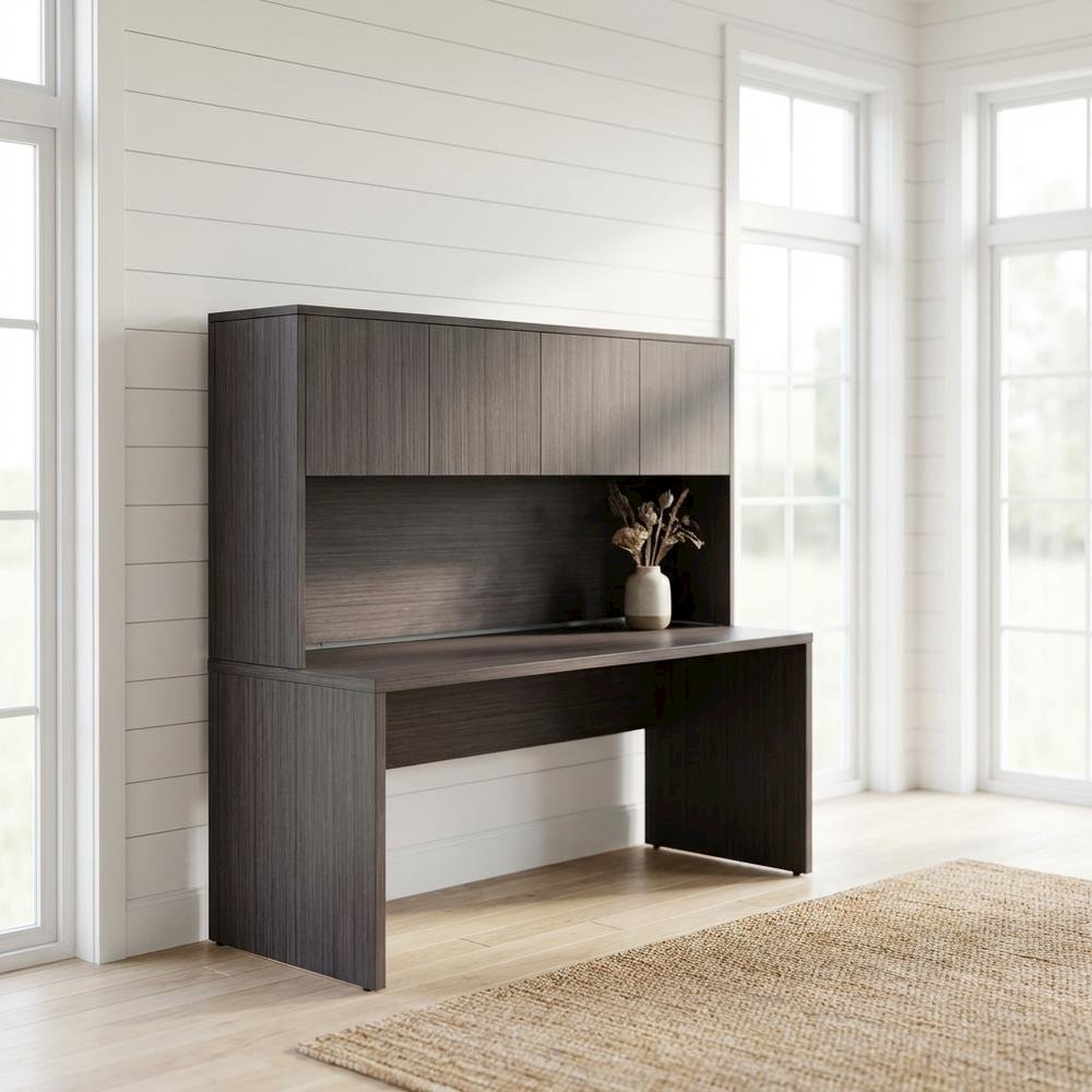 Driftwood Hutch with Doors for Storage and Organization, Durable Finish