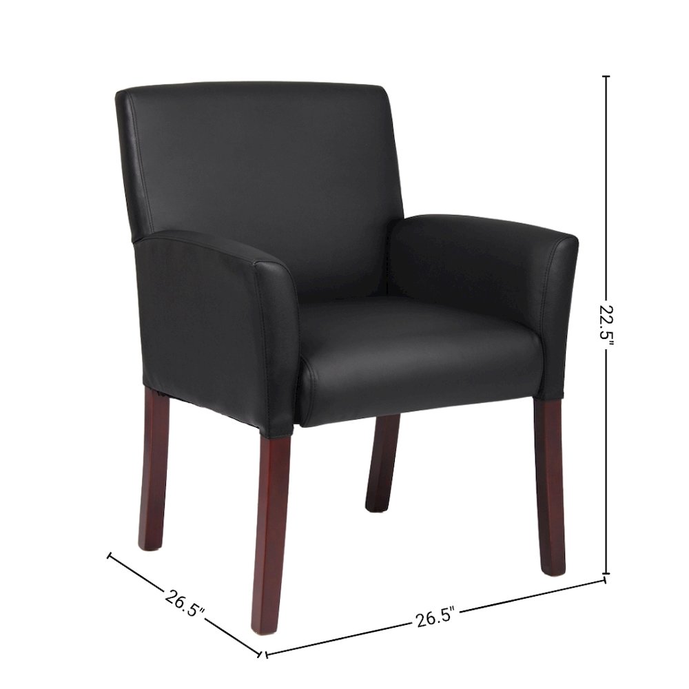 Black Reception Chair With Mahogany Base, Office Guest Or Client Seating