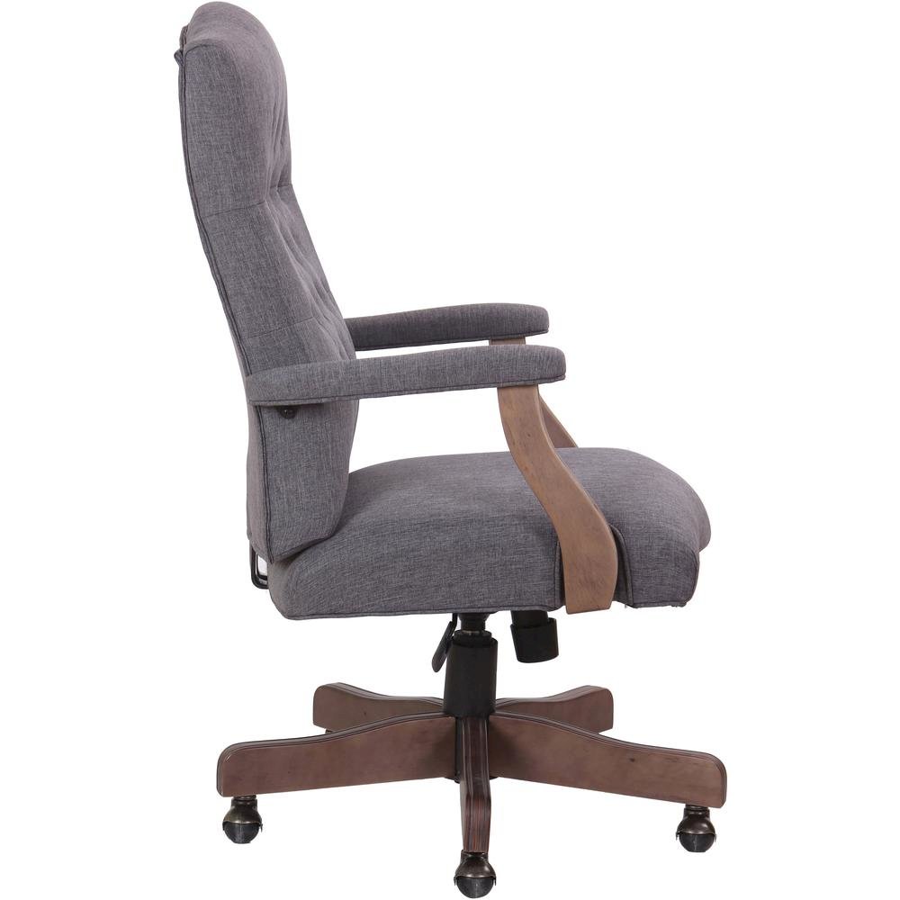 Tufted Executive Desk Chair in Slate Gray Faux Leather