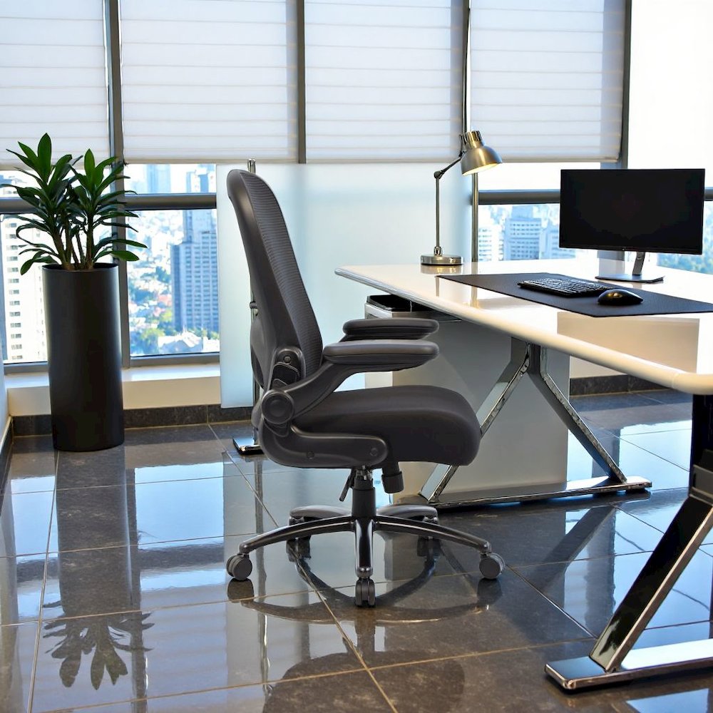 Mid-Back Black Office Guest Chair for Client Reception or Waiting Area