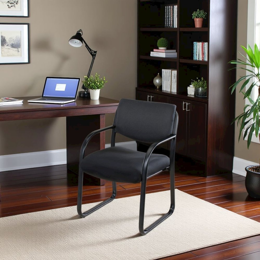 Black Arm Chair For Reception, Lobby Chair Or Waiting Room Guest Seating