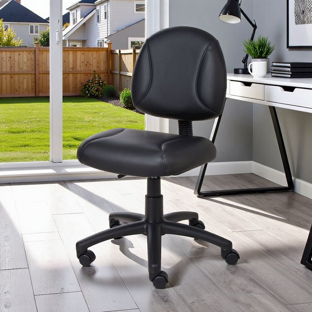Black Leather Office Guest Chair For Reception Or Client Seating