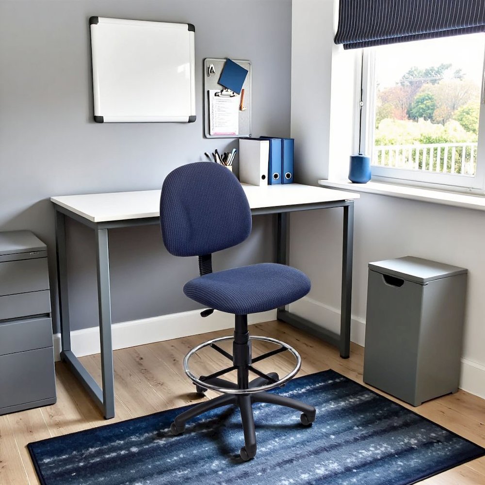 Blue Drafting Chair, Tall Office Chair For Standing Or Tall Desk Use