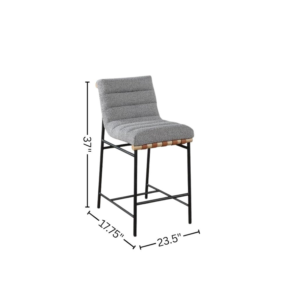 Counter Height Chair, Gray Boucle, Cognac PU
